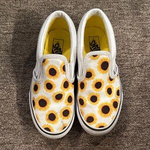 Vans Kids Sunflower Slip-On Sneakers - White and Yellow 1.5 *Gently Used*